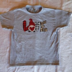 Custom Pressed- Gildan Gray Kids Tee with Love Graphic